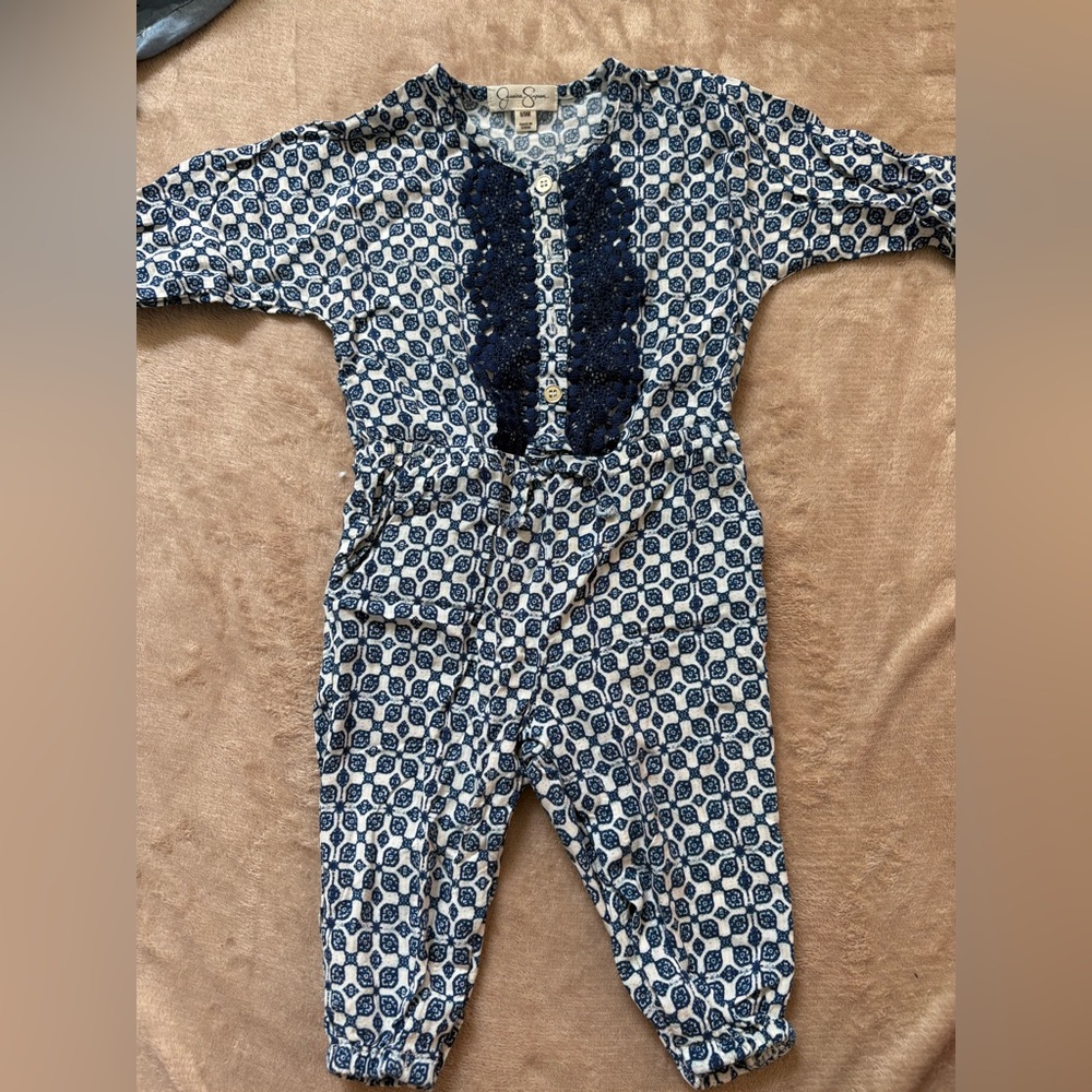 Jessica Simpson Blue and White Jumpsuit One Piece